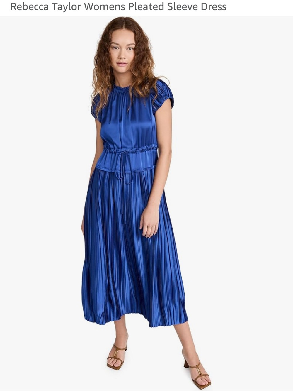 Rebecca Taylor Royal Blue Pleated Midi Dress